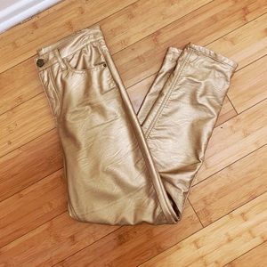 Metallic Gold Vegan Leather BDG Trousers